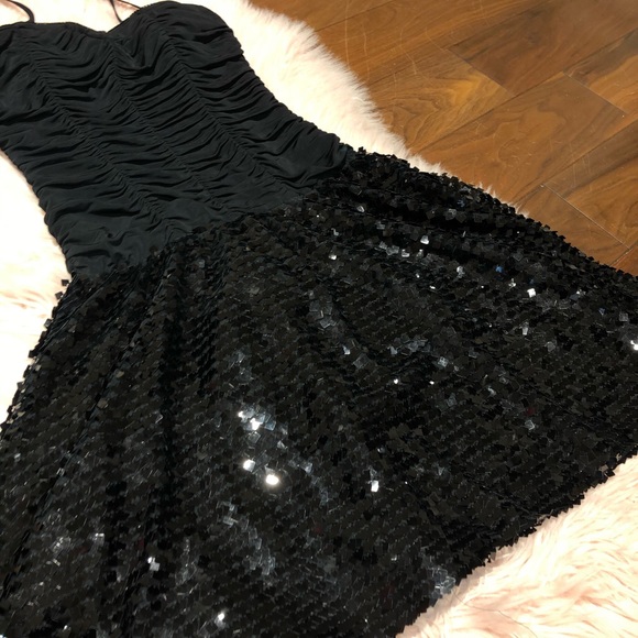 Bebe Black Sequin Fit & Flare Dress – Size M | Corset Top & Party Perfect - Picture 3 of 8